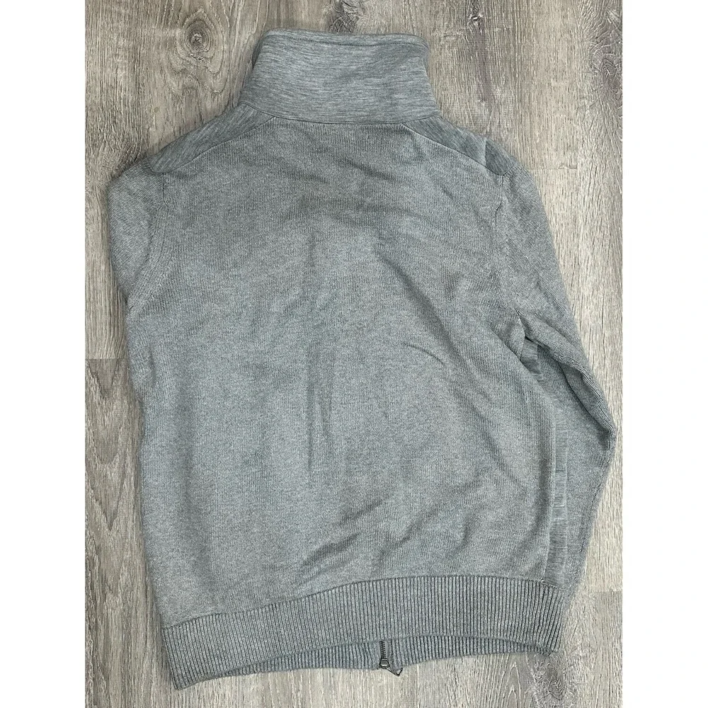 Banana Republic Sweater Mens Large Gray Cardigan Collared Heavy Full Zip Sweater